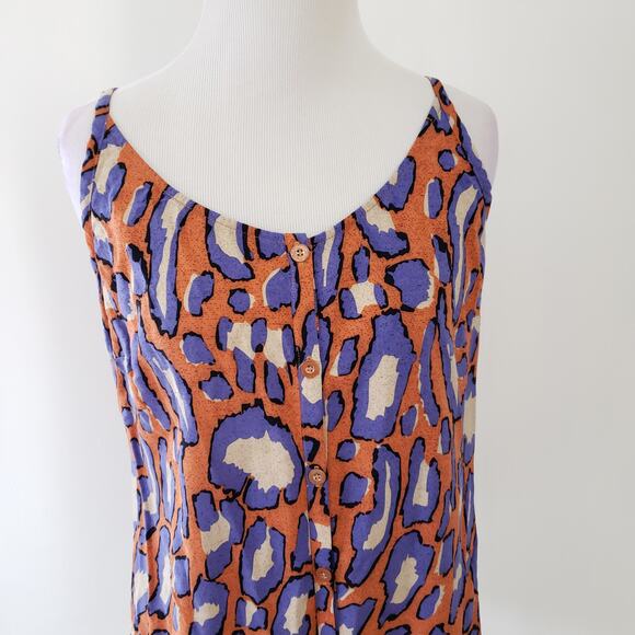 CAbi Isla Animal Print Cami Button Front Orange Purple Viscose 5040 Small - Picture 4 of 10